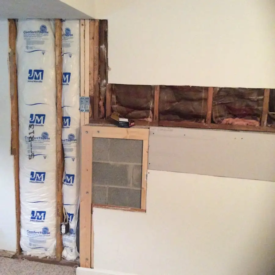 Wall insulation replacement during Contents Cleaning & Restoration in Seekonk